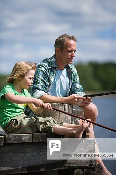 Menschlicher Vater Sohn angeln