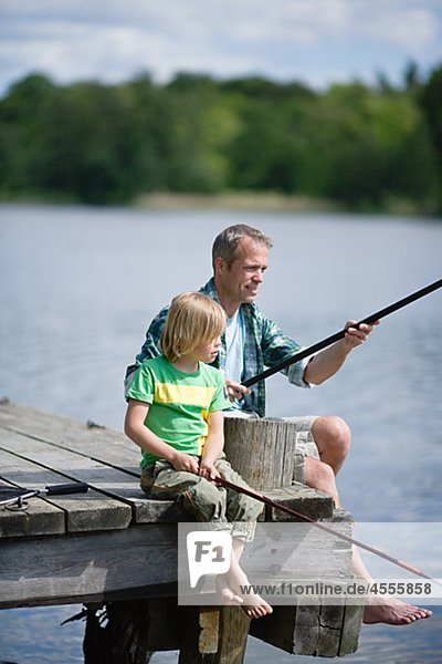 Menschlicher Vater Sohn angeln