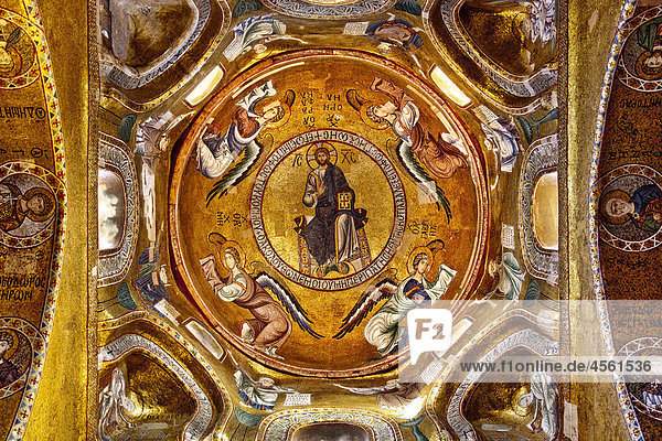 Kuppelmosaiken in der Kirche Santa Maria dell’Ammiraglio  Palermo  Sizilen  Italien