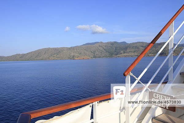 Cruise liner in front of Komodo  Indonesia  Asia