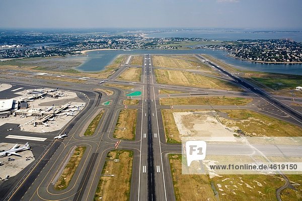 Aerial  Logan Airport  Boston  Massachusetts  USA