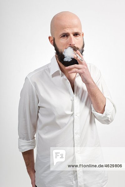 Man smoking cigarette  portrait