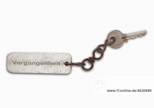 Key and keyring with text the past