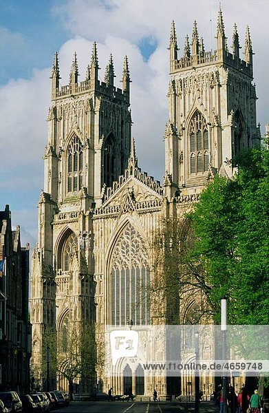 York Minster gothic style Church of England cathedral in city of York in county of North Yorkshire  England West front faÃ?ade