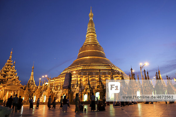 Shwedagon Pagoda at night  Rangoon  Myanmar