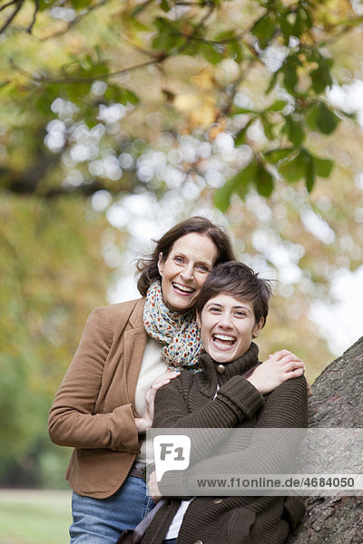 Mother and daughter in the park