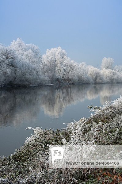 A frosty river Severn at Worcester England