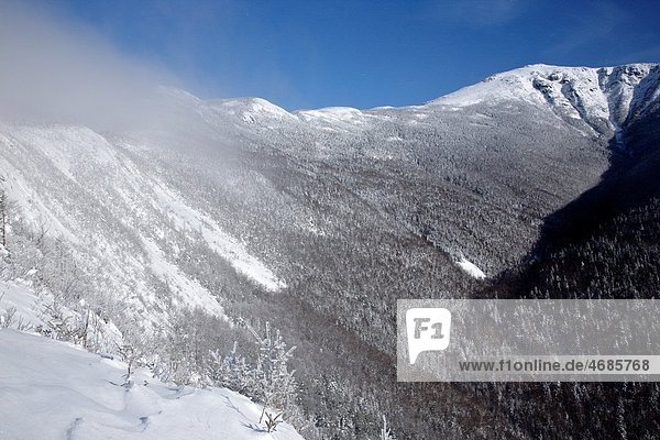 Mount Lafayette R from the Old Bridle Path during the winter months in the White Mountains  New Hampshire USA