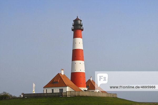 Lighthouse of Westerhever  St. Peter-Ording  Eiderstedt Peninsula  district of Nordfriesland  Schleswig-Holstein  Germany  Europe