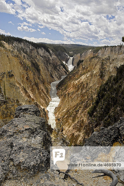 Lower Falls im Canyon Village  Yellowstone National Park  Wyoming  USA