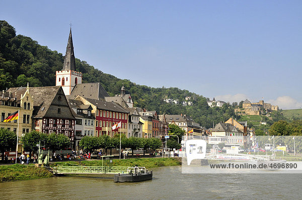 Townscape of St. Goar on the Rhine River  Rhineland-Palatinate  Germany  Europe
