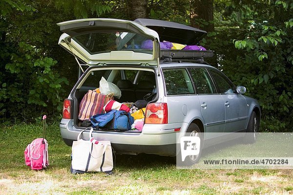 Car packed with luggage