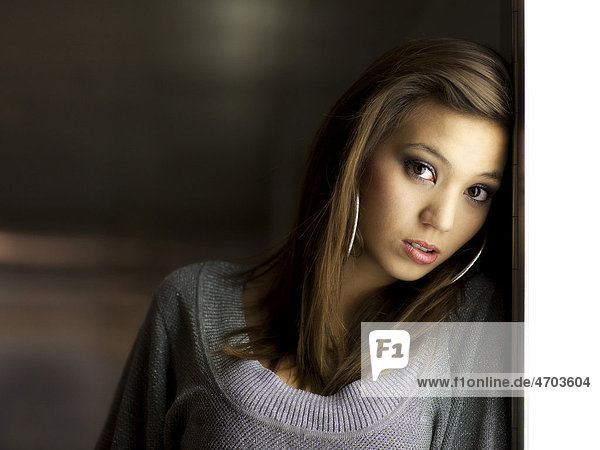 Young woman with a thoughtful expression  portrait