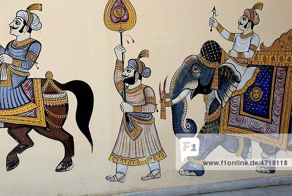 Rajasthani wall painting Udaipur Rajasthan India