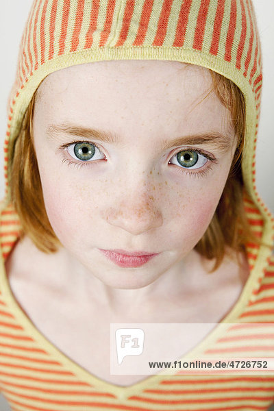 Girl  child  red hair  hooded shirt  portrait