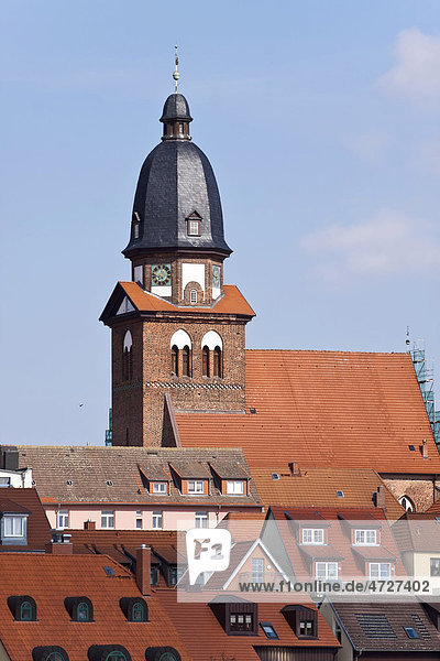 Steeple of St Mary's Church  Waren an der Mueritz  Mecklenburg-Western Pomerania  Germany  Europe