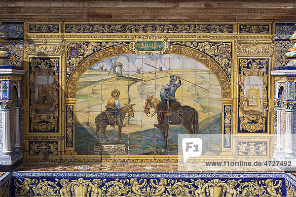Tile mosaic of a Spanish province  Plaza de EspaÒa  Seville  Spain  Europe