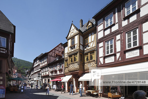Half-timbered houses on main street  Miltenberg  Mainfranken  Lower Franconia  Franconia  Bavaria  Germany  Europe