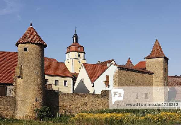 Stadtmauer in Mainbernheim  Mainfranken  Unterfranken  Franken  Bayern  Deutschland  Europa