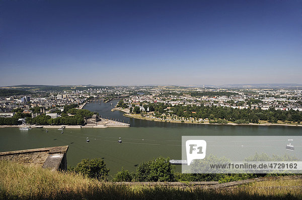 Ausblick von der Festung Ehrenbreitstein  Koblenz  Rheinland-Pfalz  Deutschland  Europa