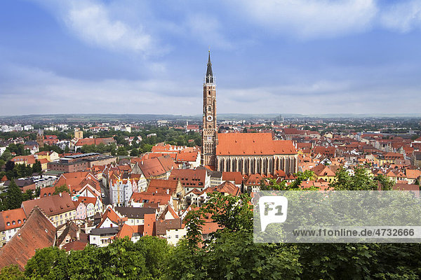 Landshut Altstadt Blick von der Burg Trausnitz Niederbayern Bayern Deutschland Europa