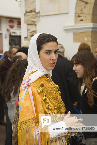 Young woman in traditional costume  Ibiza  Spain  Europe