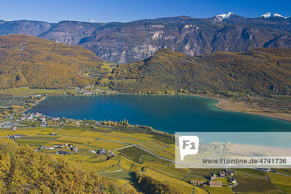 Herbstlandschaft um den Kalterer See  Kalterersee  Südtirol  Italien  Europa