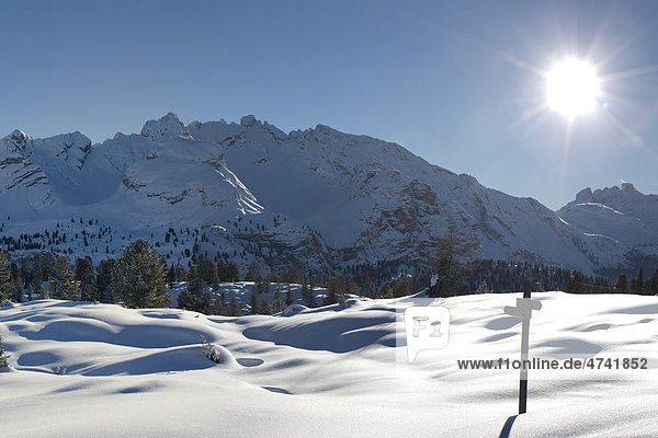 Winterlandschaft  Naturpark Fanes-Senes-Prags  Dolomiten  Südtirol  Italien  Europa