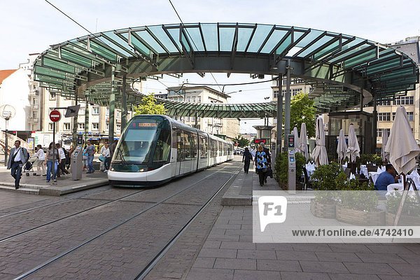 Modern tram  Strasbourg  Alsace  France  Europe