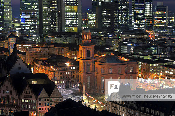 Blick auf Frankfurt Paulskirche Römer Frankfurt Hessen Deutschland Europa