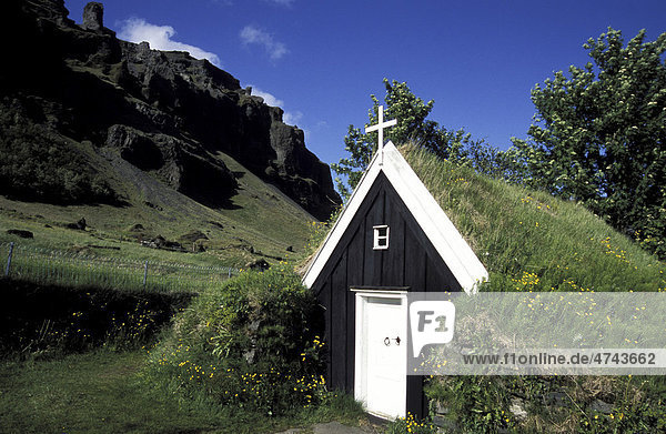 Alte Kirche von N_pssta_ir  Südisland  Island  Europa
