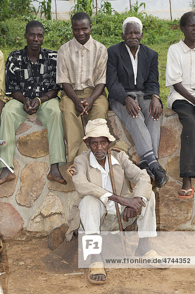 Elderly men in a village near Bukoba  Tanzania  Africa