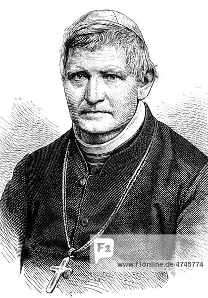 Johann Rudolf Kutschker  Fürst-Erzbischof von Wien  1810 - 1881  historische Illustration  1877