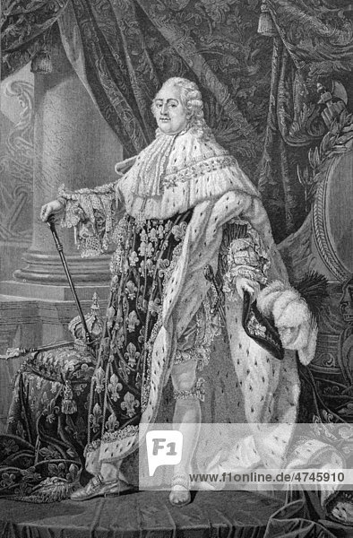 King Louis XVI. of France  historical illustration circa 1893