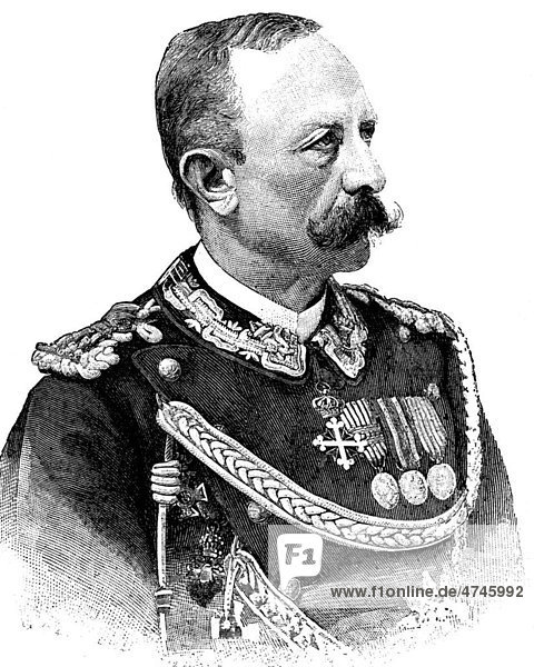Lieutenant General Count Carlo Lanza di Busca  1837 - 1918  Italian Ambassador to the German Imperial court  historical illustration circa 1893