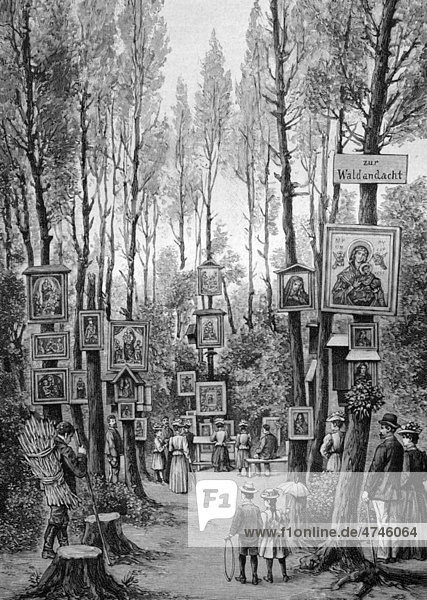 Die Waldandacht bei Wien  Österreich  historisches Bild ca. 1893