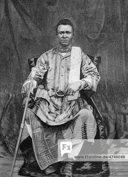 Behanzin  King of the Kingdom of Dahomey  Africa  historical illustration circa 1893