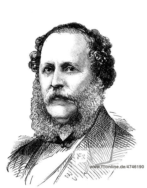 Colonel Thomas Edward Taylor  1811 - 1883  parlamentarischer Staatssekretär im Finanzministerium  historische Illustration  1883