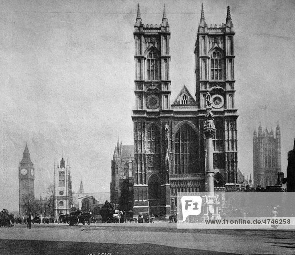 One of the first autotypes of Westminster Cathedral  London  England  historical photograph  1884