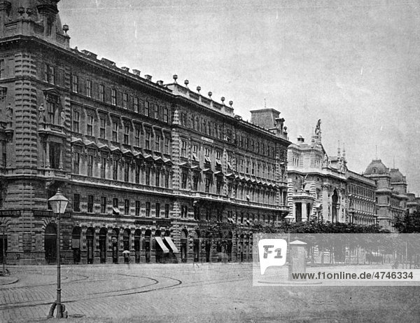 Eine der ersten Autotypien vom Hotel de France in Wien  Österreich  historisches Bild  1884