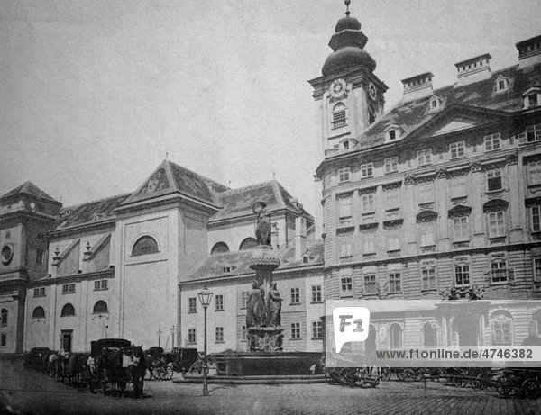 Eine der ersten Autotypien von der Freiung in Wien  Österreich  historisches Bild  1884