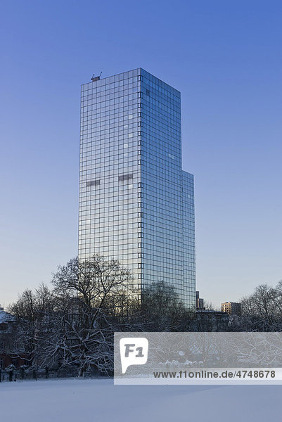 Hochhaus am Park building early in the morning in winter  Frankfurt am Main  Hesse  Germany  Europe