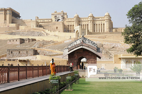 Partial view  Palace of Amber  Rajasthan  northern India  Asia