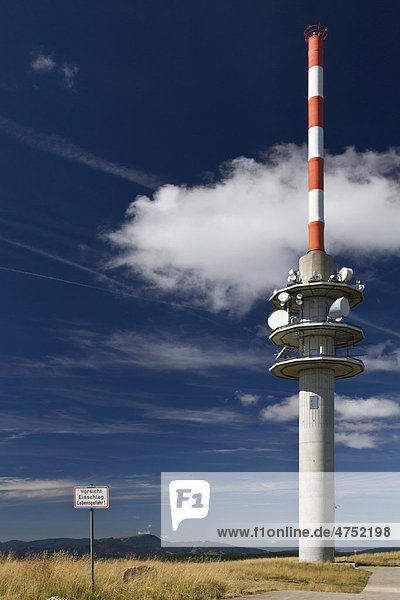 Radio tower on Mt. Feldberg  Black Forest  Baden-Wuerttemberg  Germany  Europe