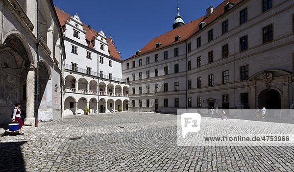 Inner courtyard of Schloss Neuburg castle  Neuburg an der Donau  Bavaria  Germany  Europe