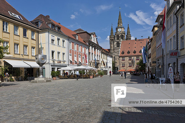 Martin-Luther-Platz square and the Stadthaus building  Church of St. Gumbertus  Ansbach  Middle Franconia  Franconia  Bavaria  Germany  Europe