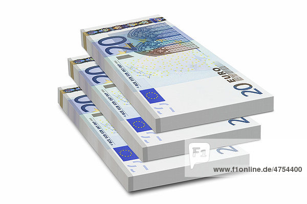 Bündel mit Geldscheinen  20 Euro-Banknoten