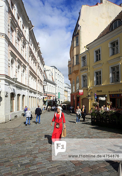 Woman wearing period costume  Tallinn  Estonia  Baltic States  Europe