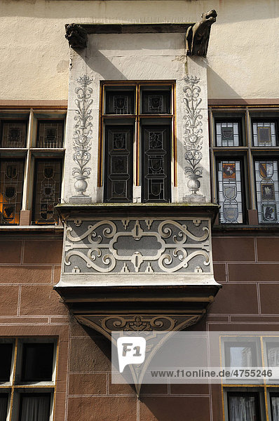 Dekorativer Erker am Baseler Hof  1494-1496 gebaut  Baseler Straße 40  Freiburg im Breisgau  Baden-Württemberg  Deutschland  Europa