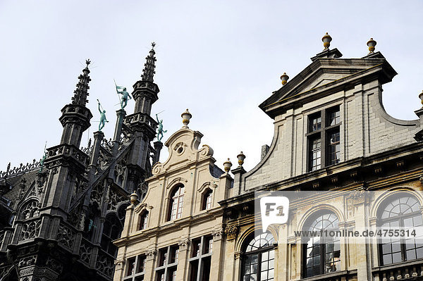 Zunfthäuser und Maison du Roi auf dem Grand Place  Broodhuis Hause auf dem Grote Markt Platz  Innenstadt  Brüssel  Belgien  Benelux  Europa